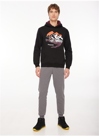 Discovery Expedition Siyah Erkek Kapüşonlu Baskılı Sweatshirt D3WM-SWT34_1