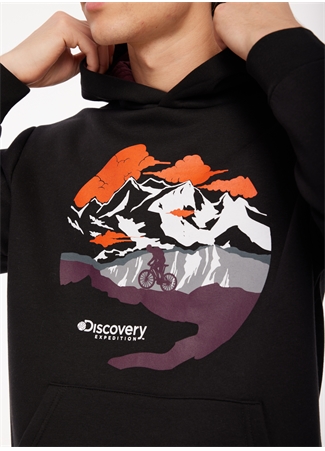 Discovery Expedition Siyah Erkek Kapüşonlu Baskılı Sweatshirt D3WM-SWT34_2