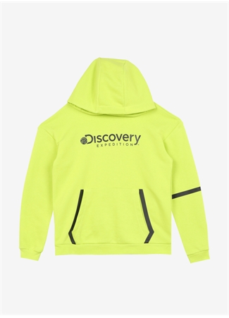 Discovery Expedition Neon Sarı Erkek Çocuk Kapüşonlu Oversize Baskılı Sweatshirt D3WB-SWT39_0