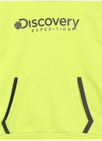 Discovery Expedition Neon Sarı Erkek Çocuk Kapüşonlu Oversize Baskılı Sweatshirt D3WB-SWT39_1