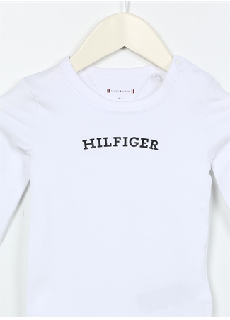 Tommy Hilfiger Beyaz Kız Bebek Bisiklet Yaka Uzun Kollu Zıbın KN0KN01675_2