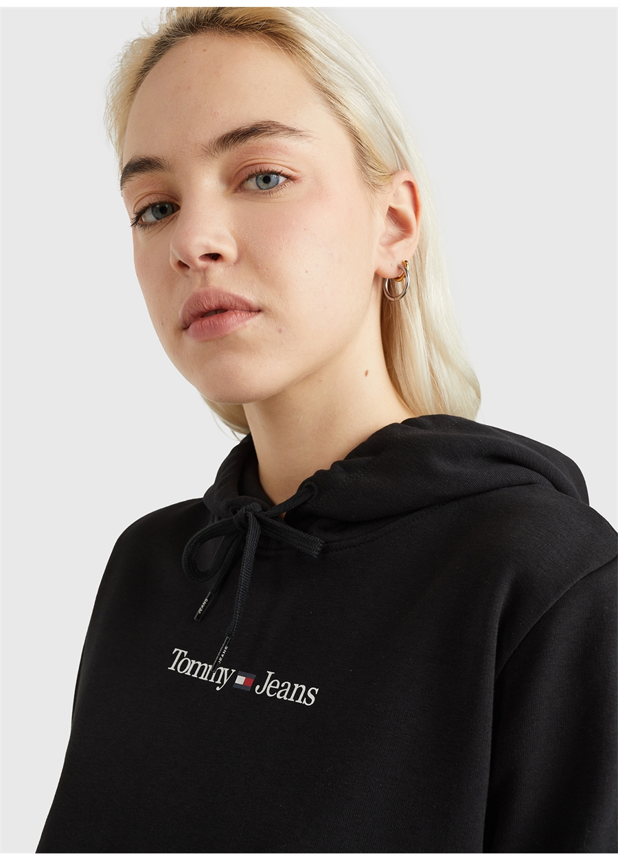 Tommy Jeans Kapüşon Yaka Baskılı Siyah Kadın Sweatshırt DW0DW15649_2