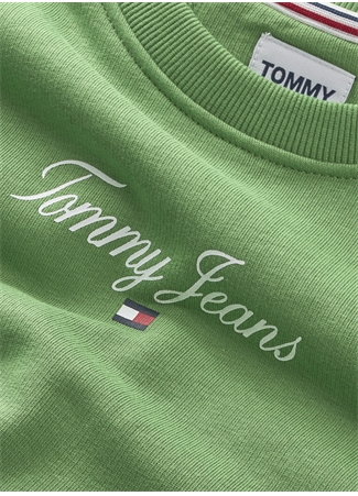 Tommy Jeans Bisiklet Yaka Normal Baskılı Yeşil Kazak Kadın DW0DW16140_1