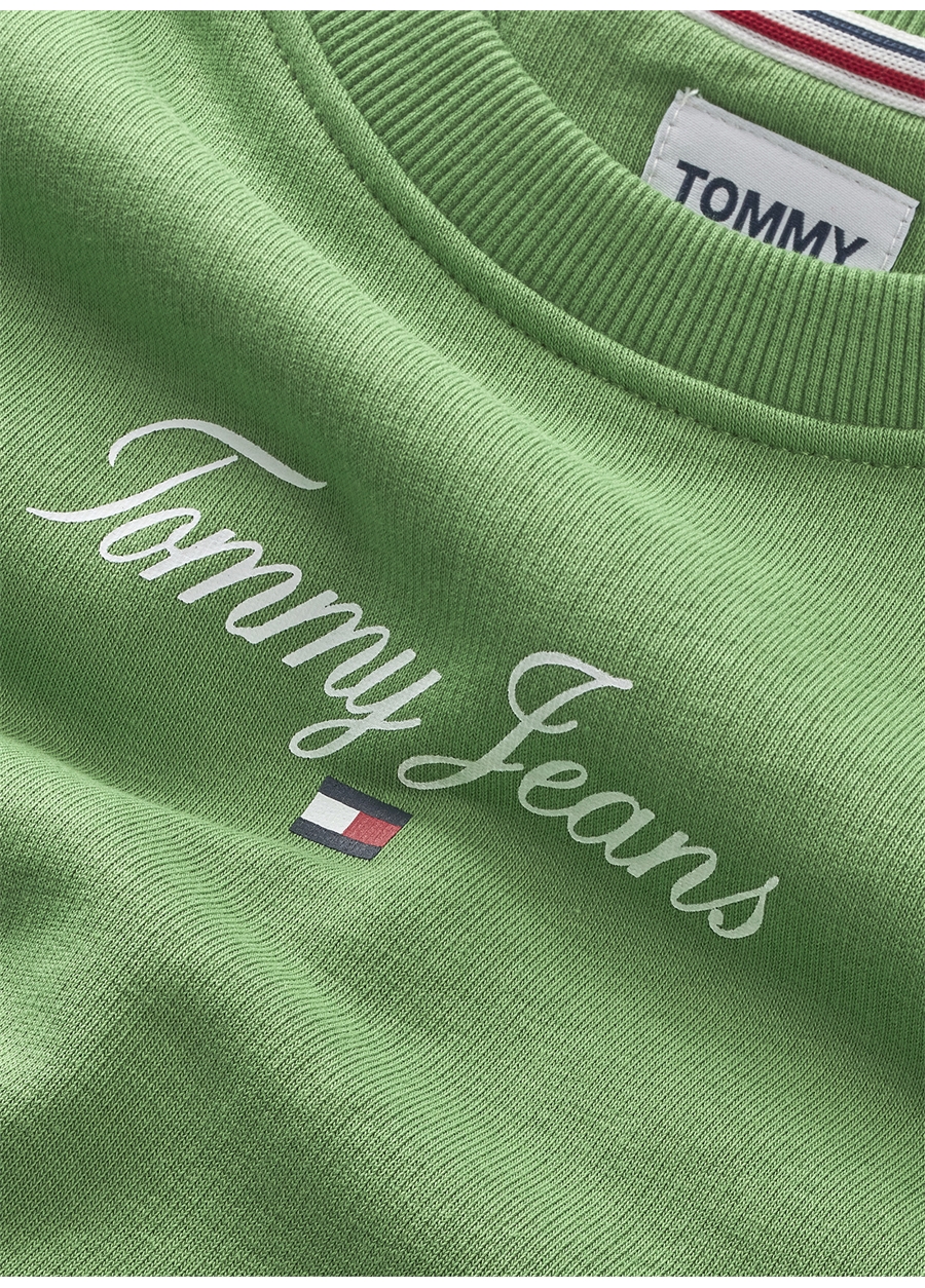 Tommy Jeans Bisiklet Yaka Normal Baskılı Yeşil Kazak Kadın DW0DW16140_1