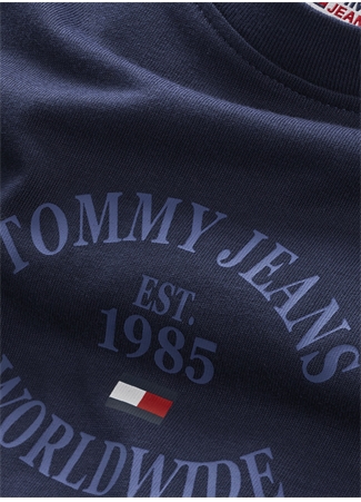 Tommy Jeans Bisiklet Yaka Baskılı Mavi Kadın T-Shirt DW0DW16147_4