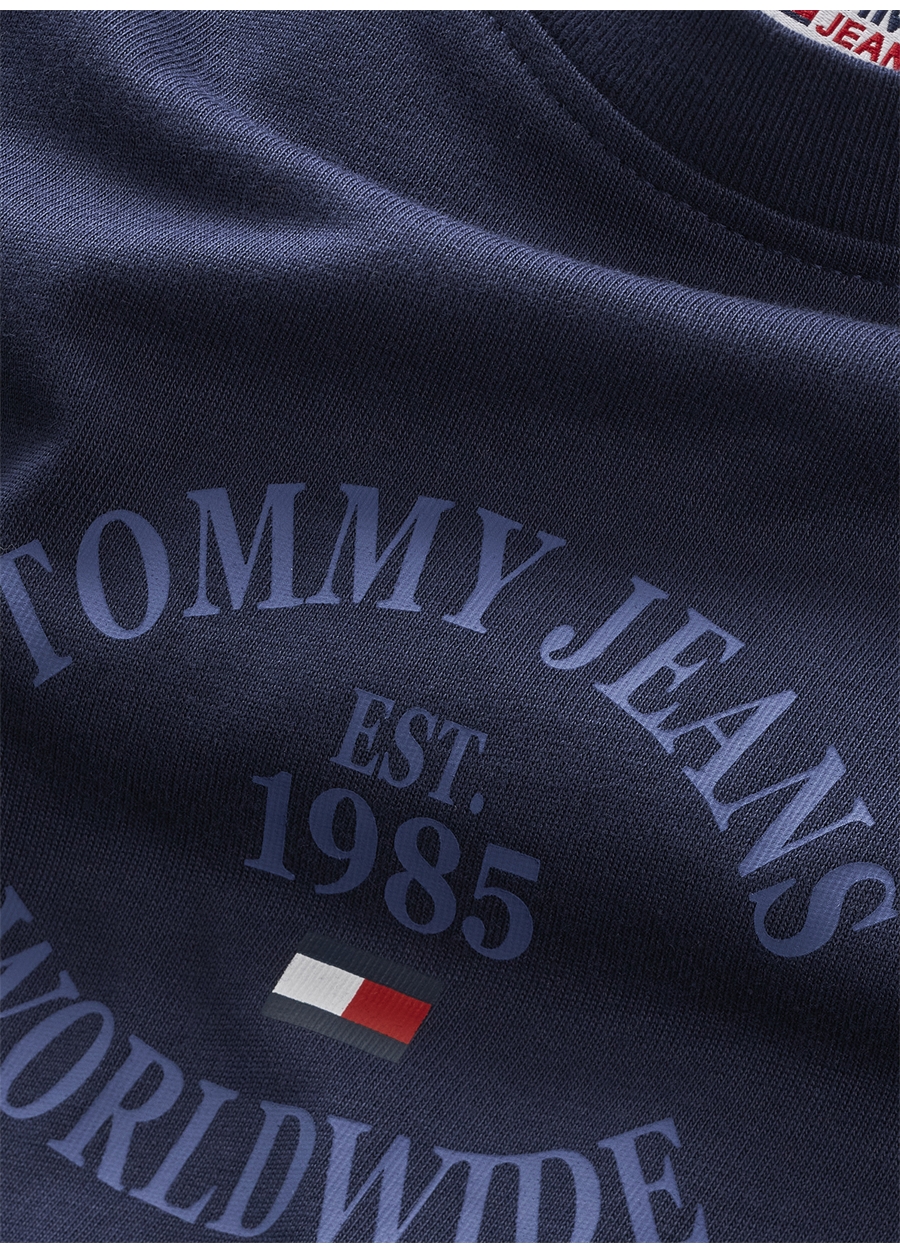 Tommy Jeans Bisiklet Yaka Baskılı Mavi Kadın T-Shirt DW0DW16147_4