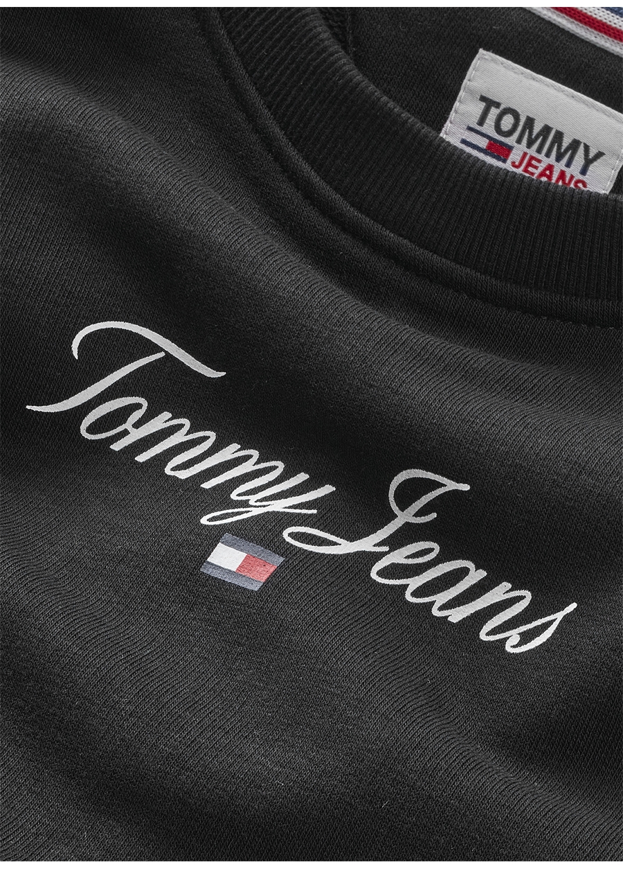 Tommy Jeans Bisiklet Yaka Normal Baskılı Siyah Kazak Kadın DW0DW16140_1