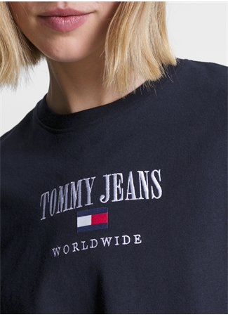 Tommy Jeans Bisiklet Yaka Baskılı Mavi Kadın T-Shirt DW0DW16154_2