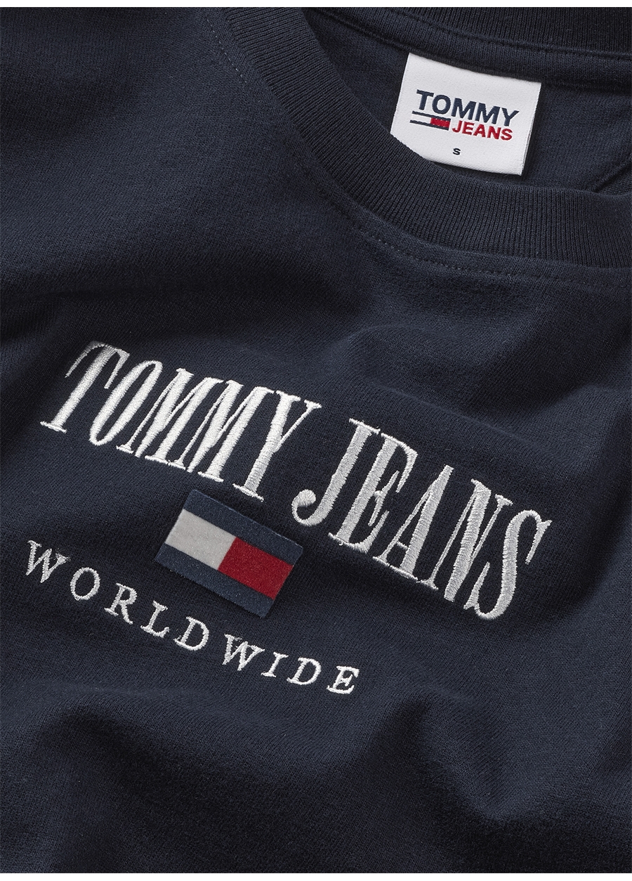 Tommy Jeans Bisiklet Yaka Baskılı Mavi Kadın T-Shirt DW0DW16154_4