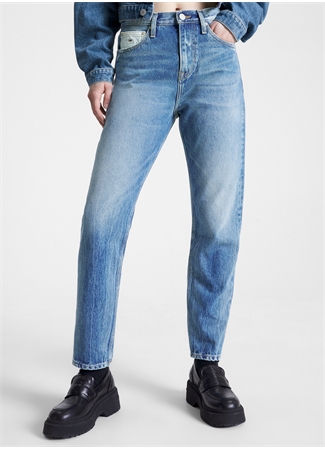 Tommy Jeans Normal Bel Dar Paça Normal Lacivert Kadın Denim Pantolon DW0DW160911_1