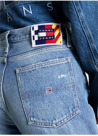 Tommy Jeans Normal Bel Dar Paça Normal Lacivert Kadın Denim Pantolon DW0DW160911_4