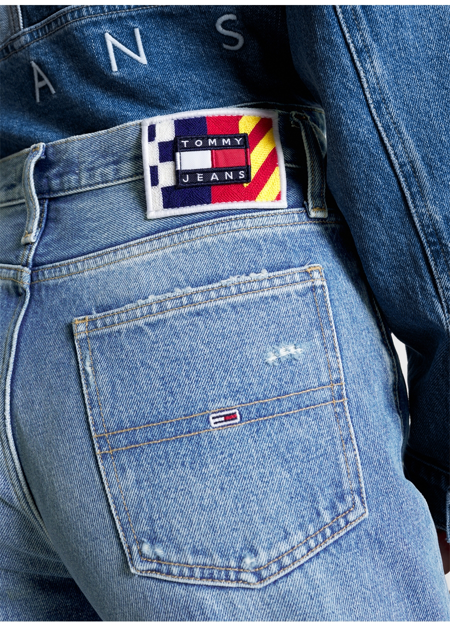 Tommy Jeans Normal Bel Dar Paça Normal Lacivert Kadın Denim Pantolon DW0DW160911_4