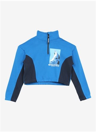 Discovery Expedition Saks Kız Çocuk Dik Yaka Crop Baskılı Sweatshirt D3WG-SWT22