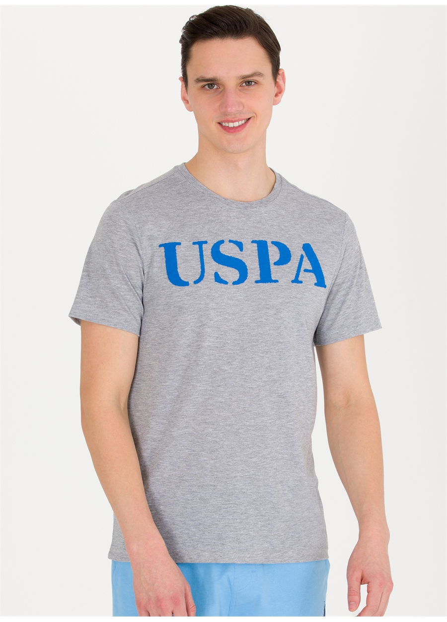 U.S. Polo Assn. Bisiklet Yaka Gri Melanj Erkek T-Shirt GEARTIY023_2