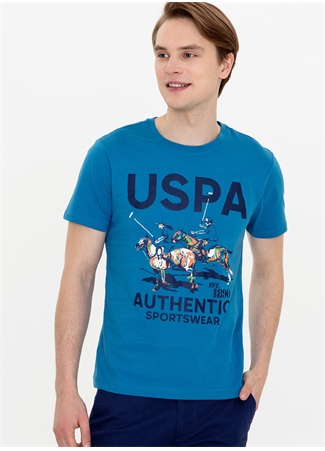 U.S. Polo Assn. Bisiklet Yaka Petrol Erkek T-Shirt FATLI_0