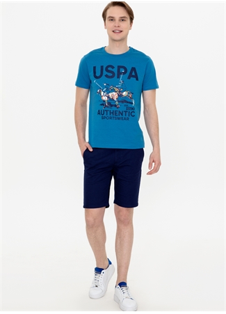 U.S. Polo Assn. Bisiklet Yaka Petrol Erkek T-Shirt FATLI_3