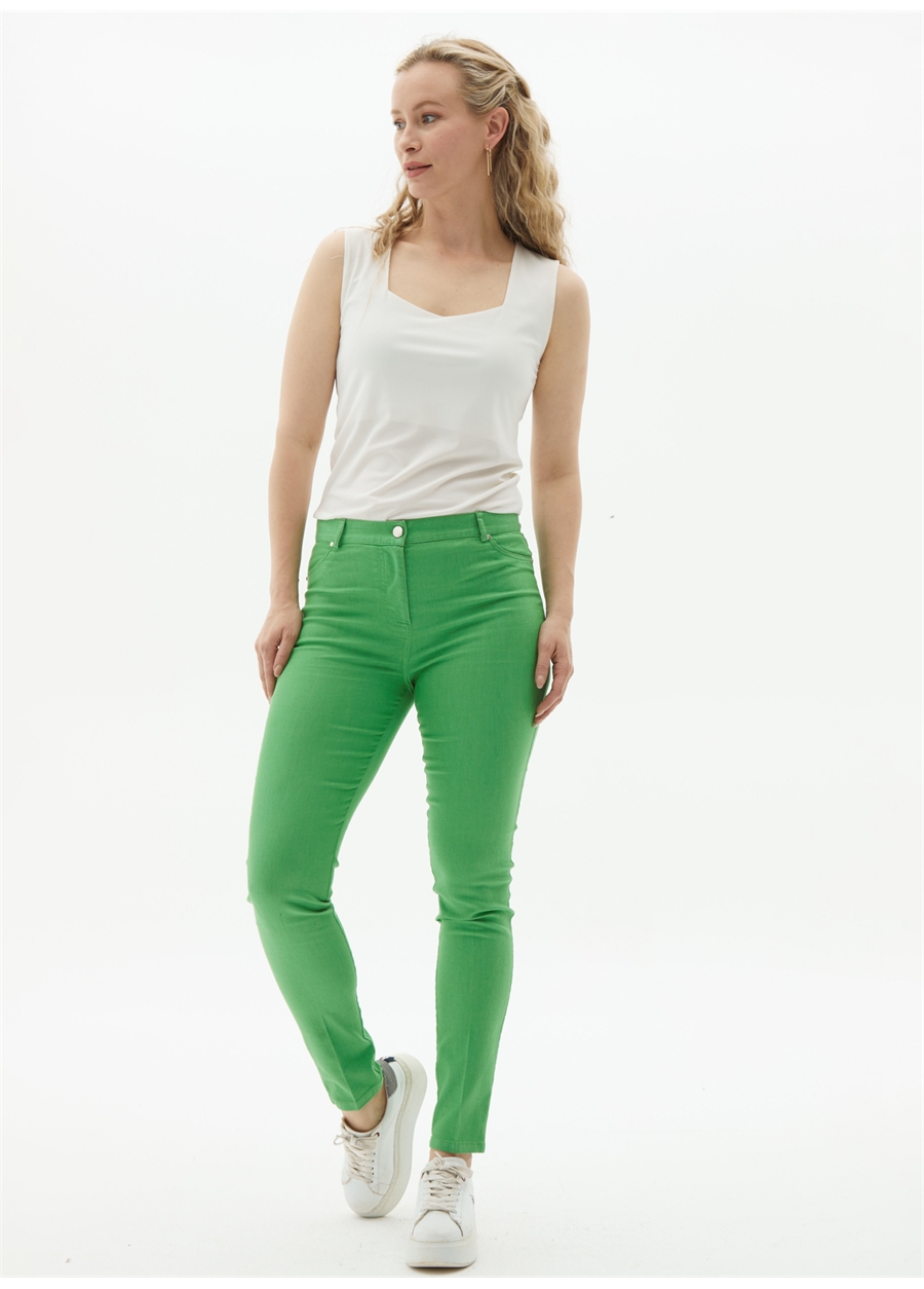 Selen Normal Bel Standart Yeşil Kadın Pantolon 23YSL5035