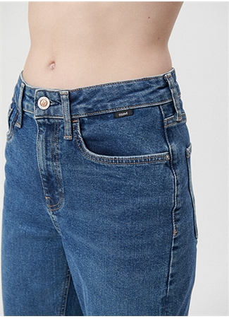 Mavi CINDY Mid Brushed COL Yüksek Bel Dar Paça Mom Fit Mavi Kadın Denim Pantolon M100277-85272_4