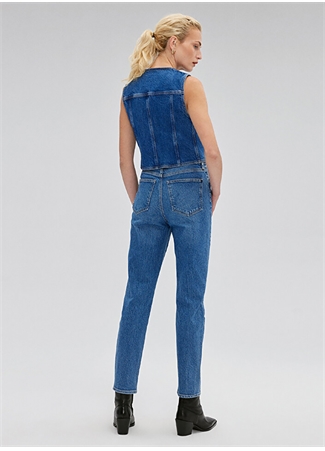 Mavi STAR Mid Brushed Deni Yüksek Bel Dar Paça Mom Fit Mavi Kadın Denim Pantolon M101077-85611_3