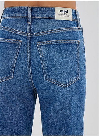 Mavi STAR Mid Brushed Deni Yüksek Bel Dar Paça Mom Fit Mavi Kadın Denim Pantolon M101077-85611_6