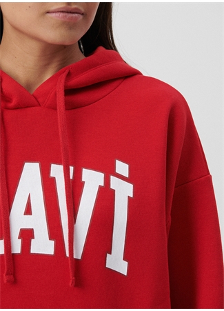 Mavi Kırmızı Kadın Kapüşonlu Oversize Sweatshirt M1600361-86417_5