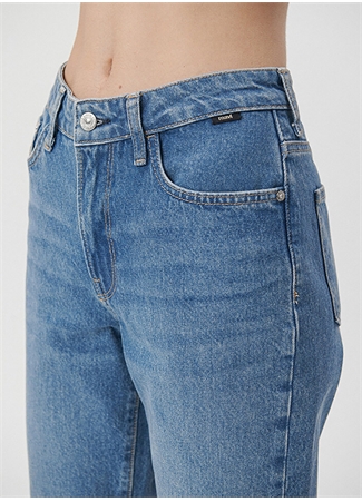 Mavi NEW YORK Dark Brushed Yüksek Bel Düz Paça Normal Koyu Mavi Kadın Denim Pantolon M101441-85600_4