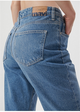 Mavi NEW YORK Dark Brushed Yüksek Bel Düz Paça Normal Koyu Mavi Kadın Denim Pantolon M101441-85600_6