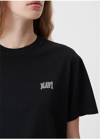 Mavi Bisiklet Yaka Siyah Kadın T-Shirt M1611900-900 MAVİ LOGO TİŞÖRT Siyah_3