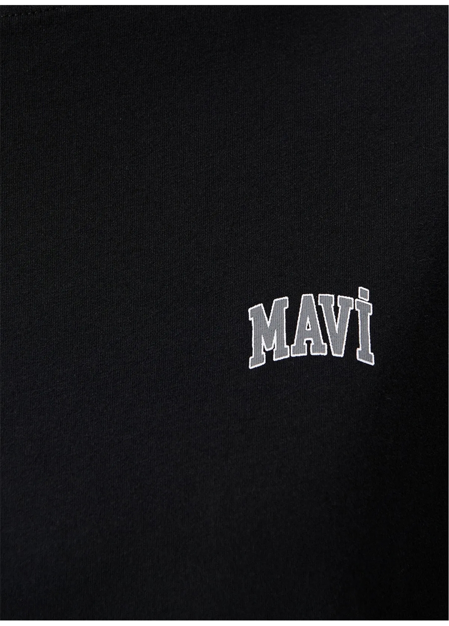 Mavi Bisiklet Yaka Siyah Kadın T-Shirt M1611900-900 MAVİ LOGO TİŞÖRT Siyah_4