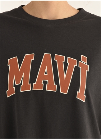 Mavi Bisiklet Yaka Baskılı Gri Kadın T-Shirt M1600843-82185 MAVİ BASKILI TİŞÖRT_1