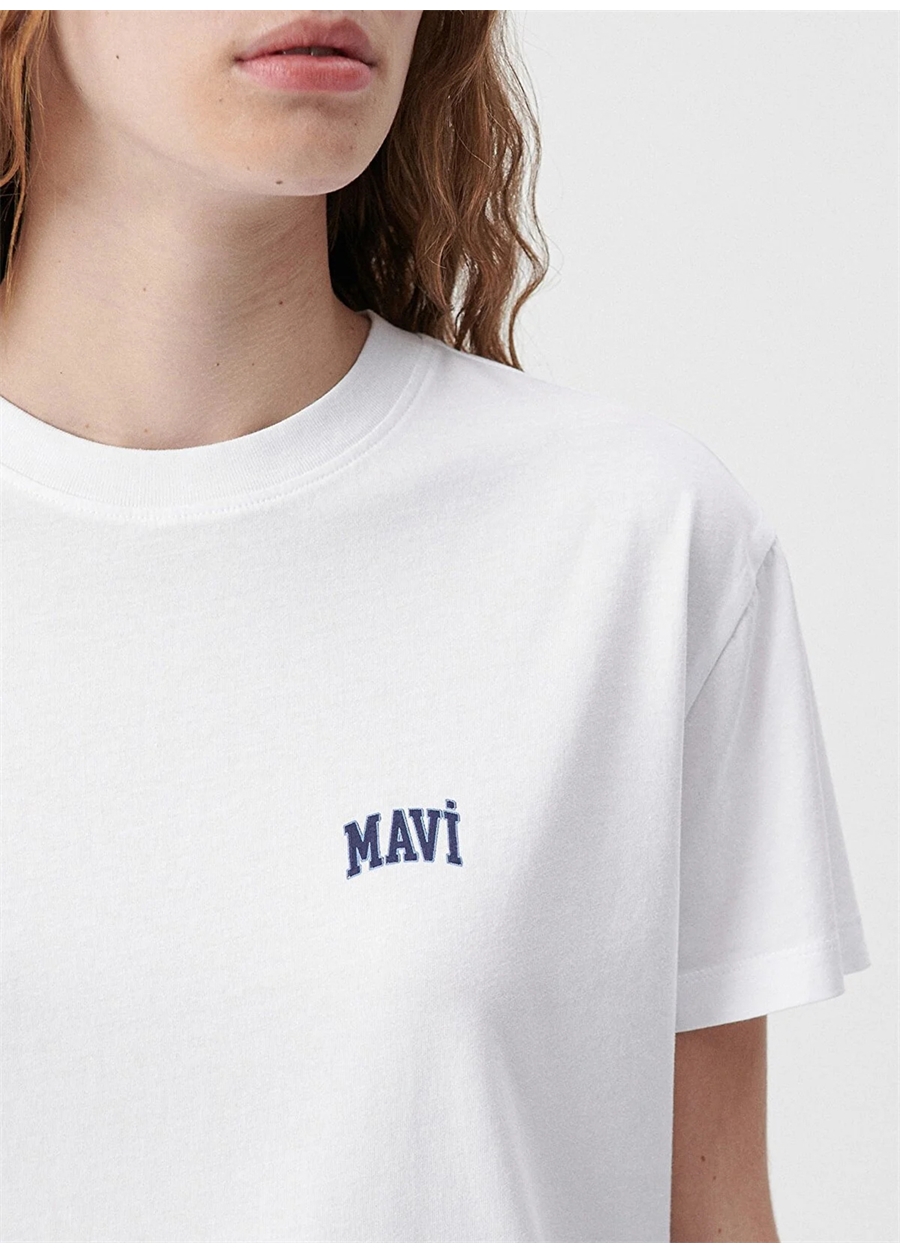 Mavi Bisiklet Yaka Beyaz T-Shirt M1611900-620 MAVİ LOGO TİŞÖRT Beyaz_4