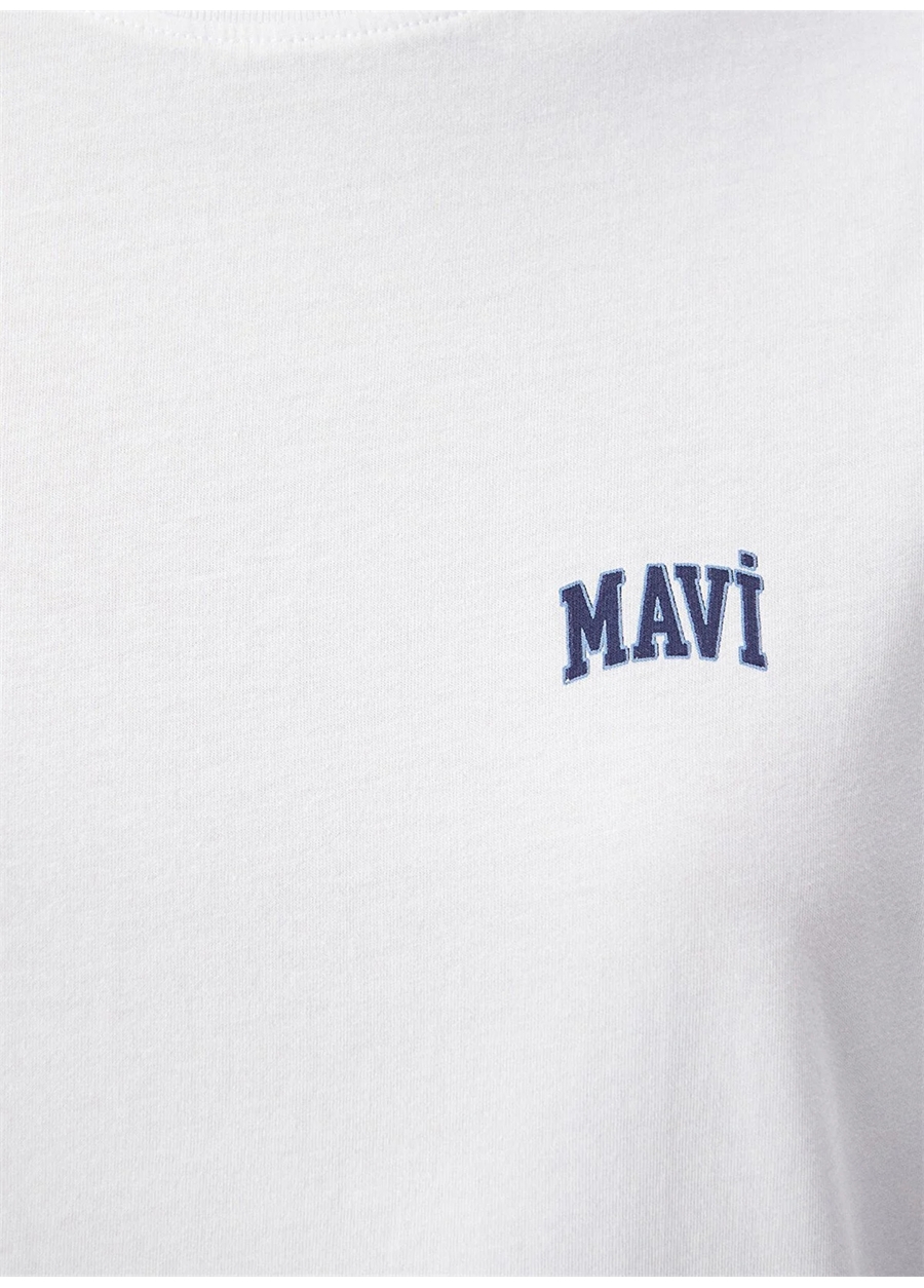 Mavi Bisiklet Yaka Beyaz T-Shirt M1611900-620 MAVİ LOGO TİŞÖRT Beyaz_5