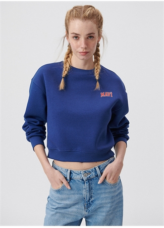 Mavi Bisiklet Yaka Mavi Kadın Sweatshırt M1611601-70722 LOGO KISA SWEATSHIRT_1