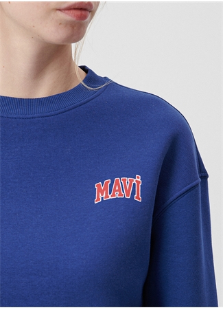 Mavi Bisiklet Yaka Mavi Kadın Sweatshırt M1611601-70722 LOGO KISA SWEATSHIRT_4