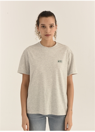 Mavi Bisiklet Yaka Gri Kadın T-Shirt M1611900-85524 MAVİ LOGO TİŞÖRT Bul