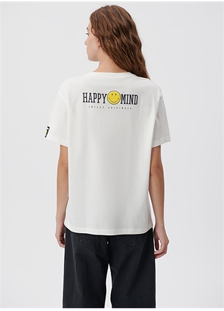 Mavi Bisiklet Yaka Ekru Kadın T-Shirt M1612086-70057 HAPPY MIND BASKILI T_3