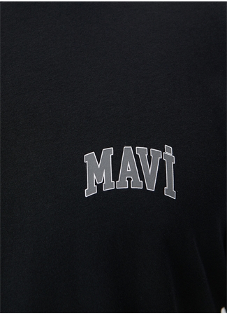 Mavi Bisiklet Yaka Düz Siyah Erkek T-Shirt M0611714-900_MAVİ LOGO TİŞÖRT_4