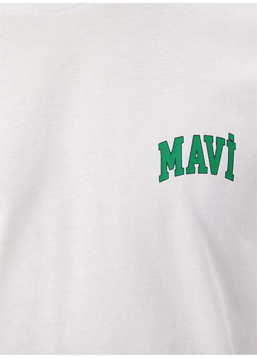 Mavi Bisiklet Yaka Düz Beyaz Erkek T-Shirt M0611714-620_MAVİ LOGO TİŞÖRT_4