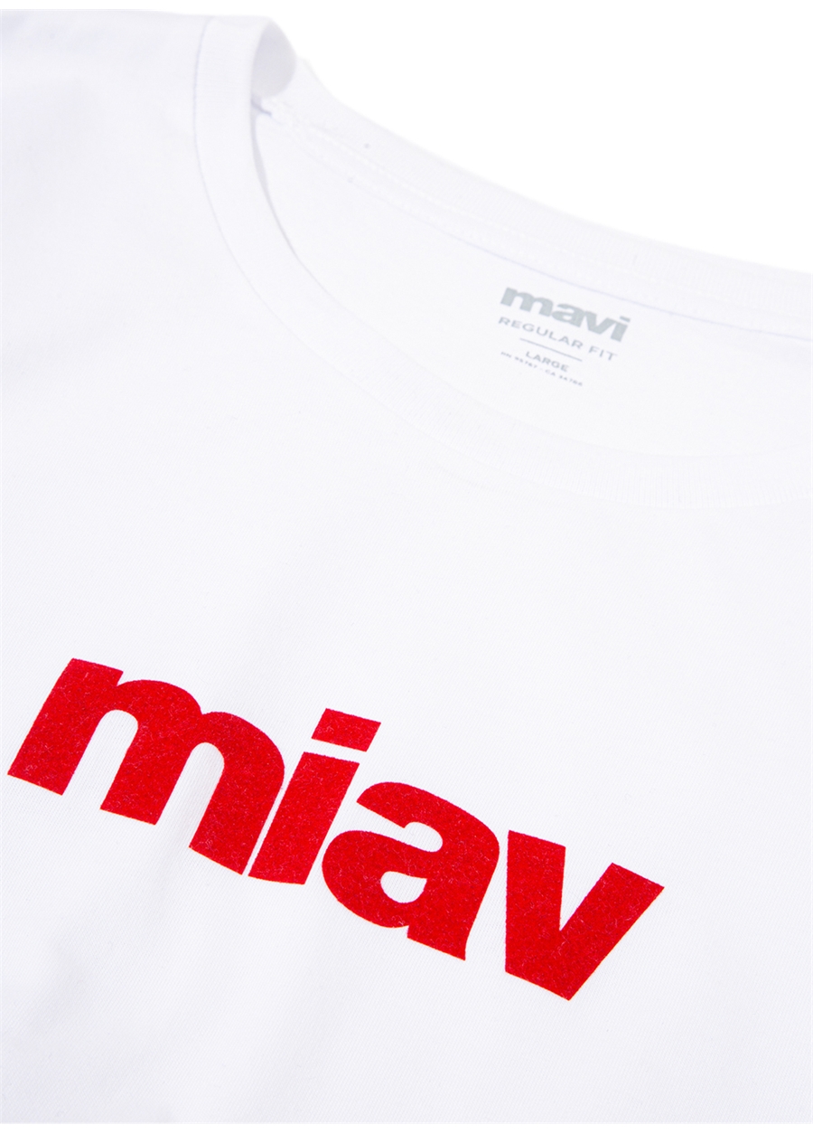 Mavi Bisiklet Yaka Baskılı Beyaz Erkek T-Shirt M067153-622_MİAV BASKILI TİŞÖRT_2