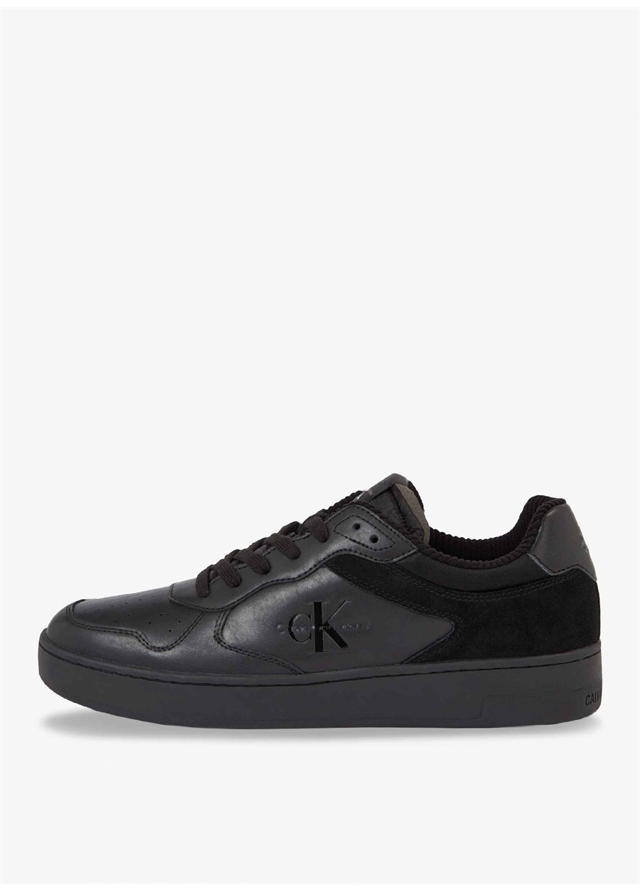 Calvin Klein Siyah Erkek Deri Sneaker BASKET CUPSOLE LOW LACE COR_1