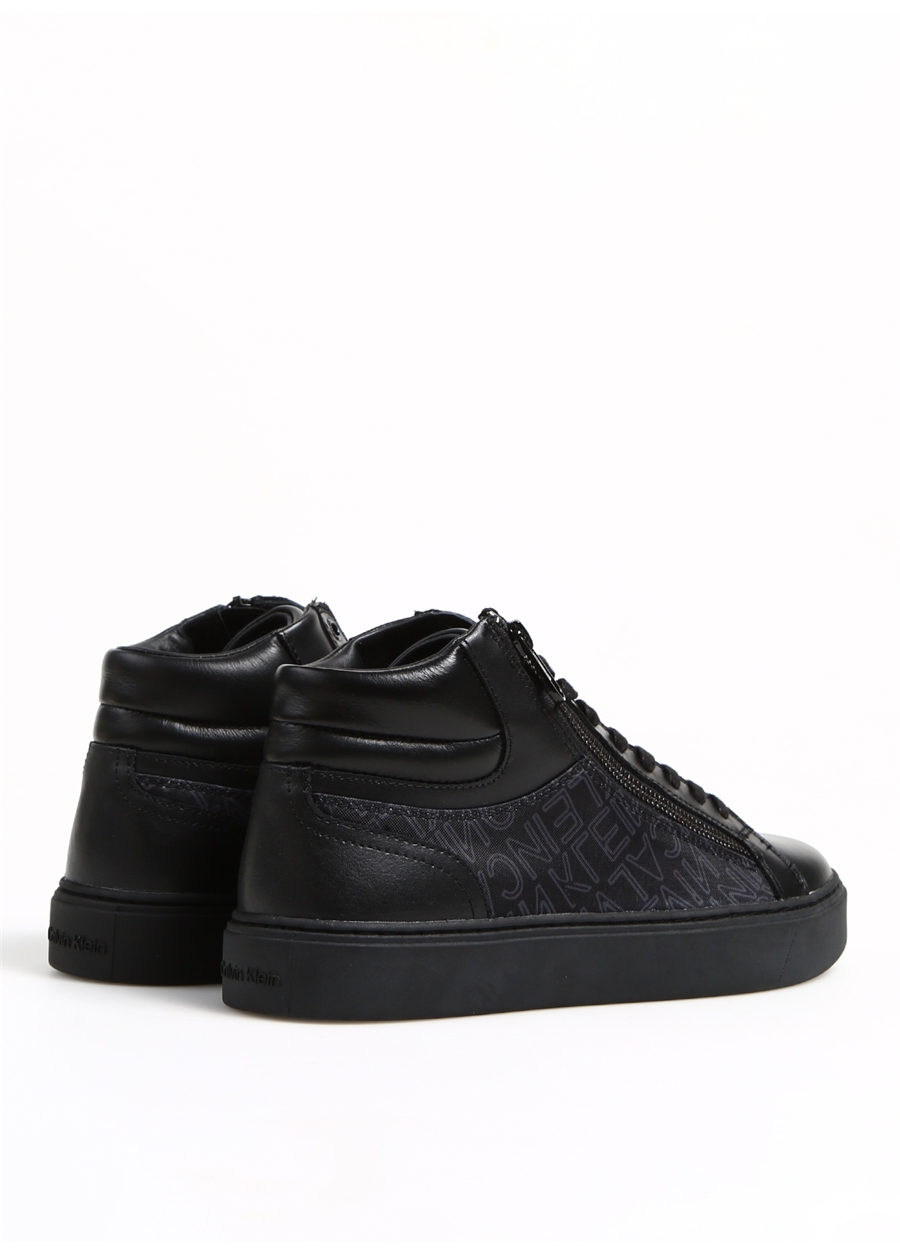 Calvin Klein Siyah Erkek Deri Sneaker HIGH TOP LACE UP W/ZIP MONO_2