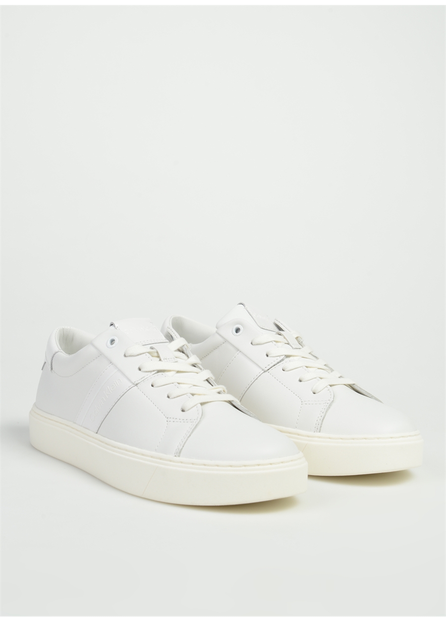 Calvin Klein Beyaz Erkek Deri Sneaker LOW TOP LACE UP LTH_1