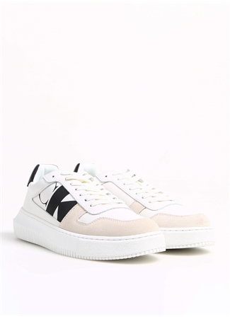 Calvin Klein Bej Erkek Deri Sneaker CHUNKY CUPSOLE LACEUP MIX LTH