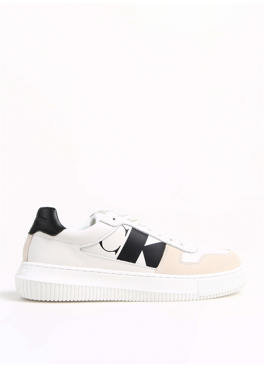 Calvin Klein Bej Erkek Deri Sneaker CHUNKY CUPSOLE LACEUP MIX LTH_2