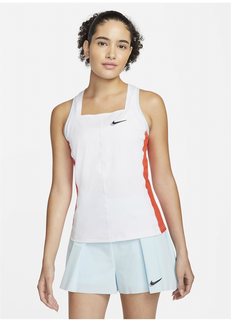 Nike Beyaz Kadın Kare Yaka Atlet DR6795-100 W NKCT DF SLAM TANK NY_2