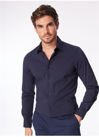 Fabrika Lacivert Erkek Slim Fit Gömlek F4SM-GML 1003_3