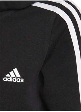 Adidas Fermuarlı Yaka Düz Siyah Kız Çocuk Eşofman Üstü IC3634 G 3S FZ HD_3