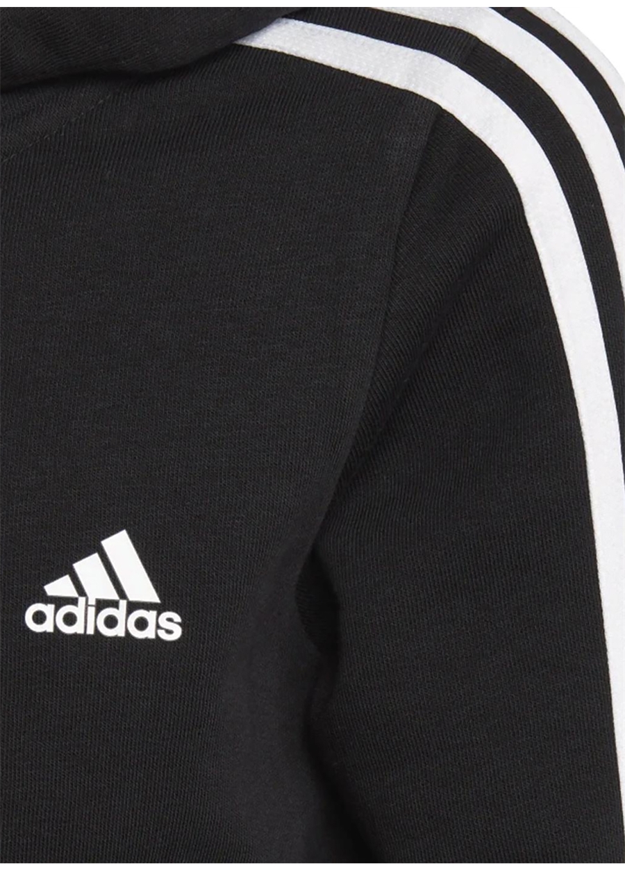 Adidas Fermuarlı Yaka Düz Siyah Kız Çocuk Eşofman Üstü IC3634 G 3S FZ HD_3