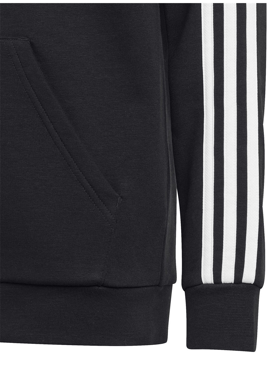 Adidas Fermuarlı Yaka Düz Siyah Erkek Eşofman Üstü HR6331 U 3S FL FZ HOOD_1