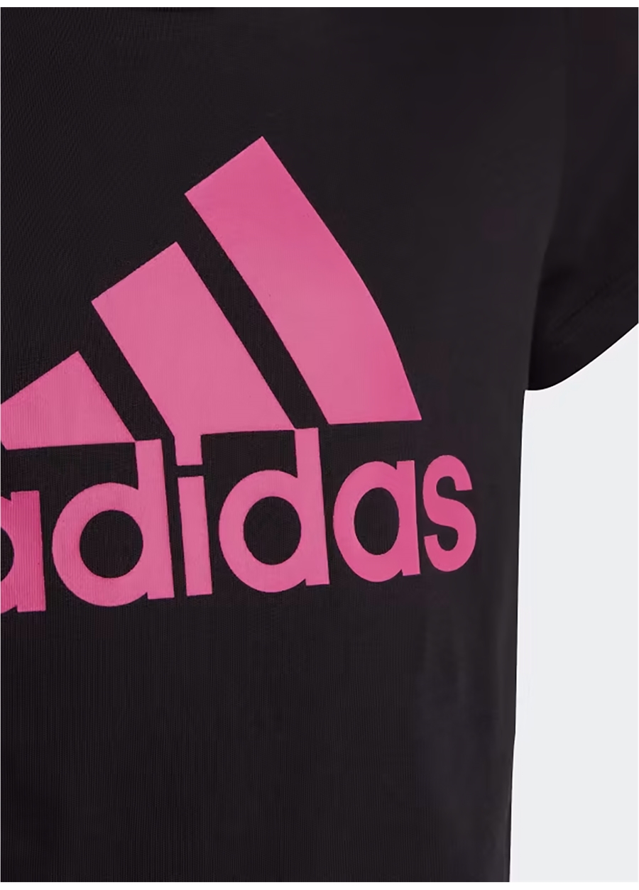 Adidas Siyah Kız Çocuk Bisiklet Yaka Kısa Kollu Düz T-Shirt IC6122 G BL T_2